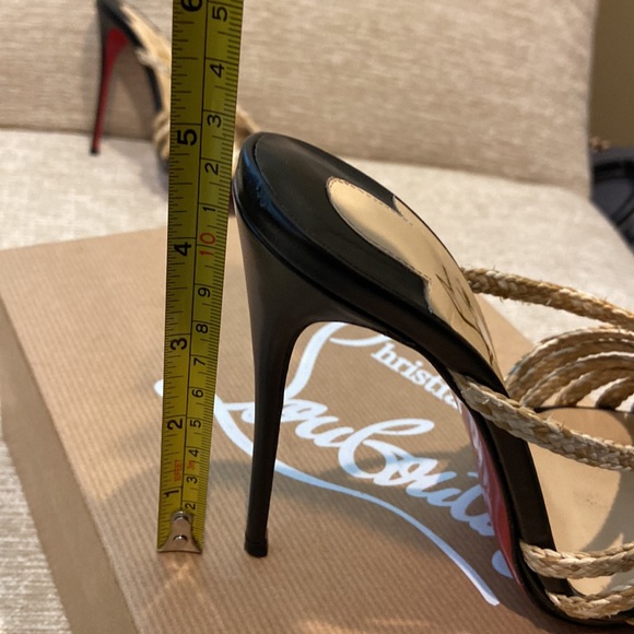 Red Bottom Christian Louboutin Natural and Black Red Bottom heeled Sandler Sz37 - Picture 8 of 9